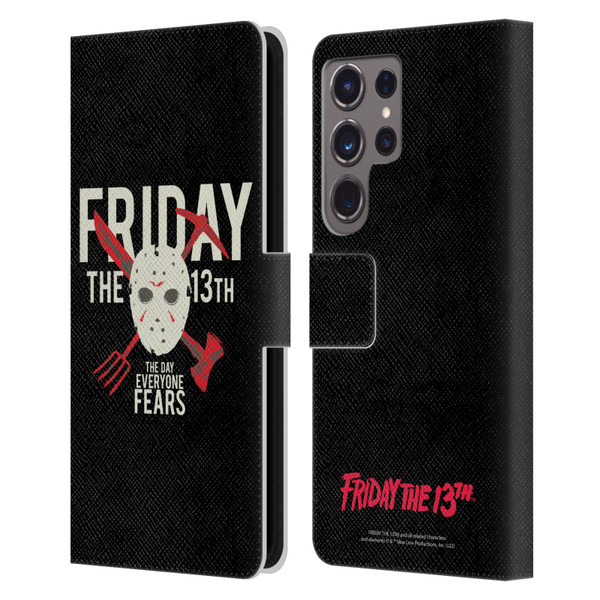 Friday the 13th 1980 Graphics The Day Everyone Fears Leather Book Wallet Case Cover For Samsung Galaxy S24 Ultra 5G