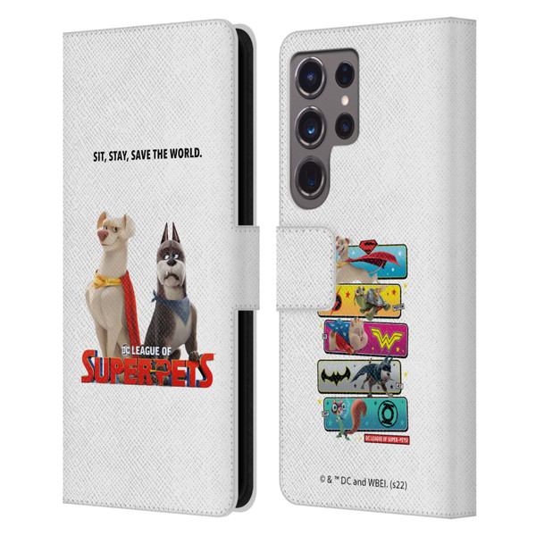 DC League Of Super Pets Graphics Characters 1 Leather Book Wallet Case Cover For Samsung Galaxy S24 Ultra 5G