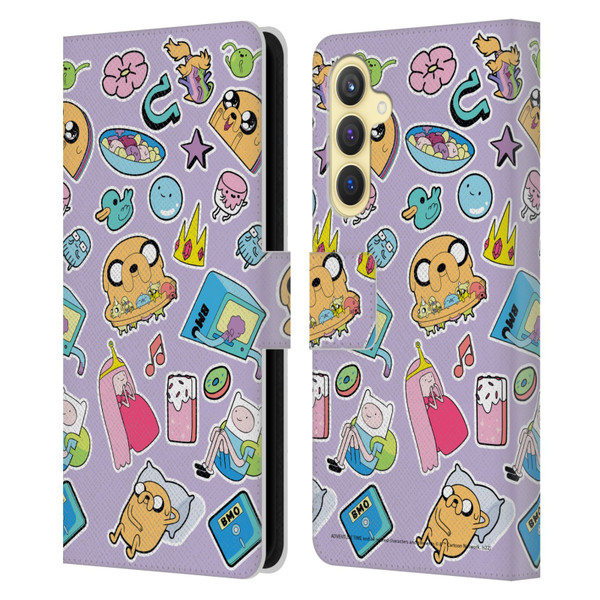Adventure Time Graphics Icons Leather Book Wallet Case Cover For Samsung Galaxy S23 FE 5G