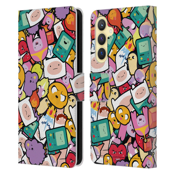 Adventure Time Graphics Pattern Leather Book Wallet Case Cover For Samsung Galaxy S23 FE 5G
