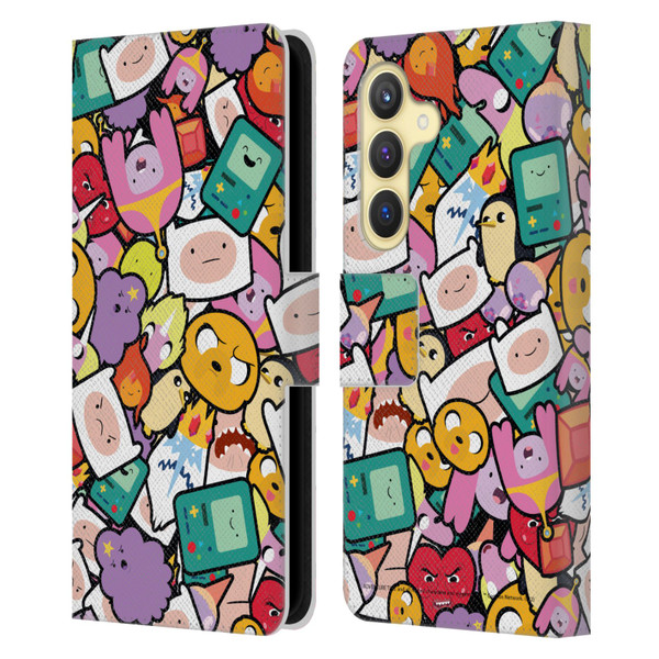 Adventure Time Graphics Pattern Leather Book Wallet Case Cover For Samsung Galaxy S24 5G