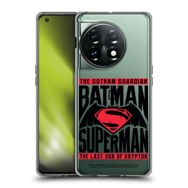 Batman V Superman: Dawn of Justice Graphics Typography Soft Gel Case for OnePlus 11 5G