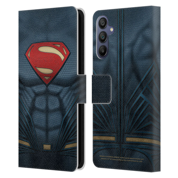 Batman V Superman: Dawn of Justice Graphics Superman Costume Leather Book Wallet Case Cover For Samsung Galaxy A15