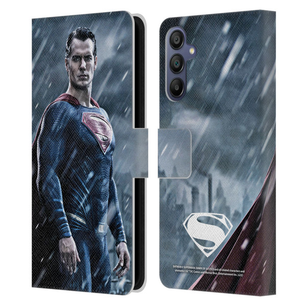 Batman V Superman: Dawn of Justice Graphics Superman Leather Book Wallet Case Cover For Samsung Galaxy A15