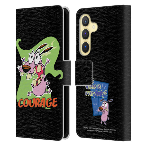 Courage The Cowardly Dog Graphics Character Art Leather Book Wallet Case Cover For Samsung Galaxy S24 5G