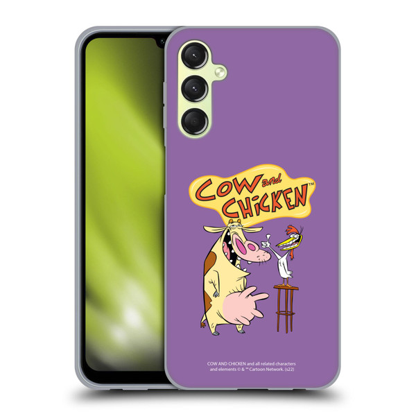 Cow and Chicken Graphics Character Art Soft Gel Case for Samsung Galaxy A24 4G / Galaxy M34 5G
