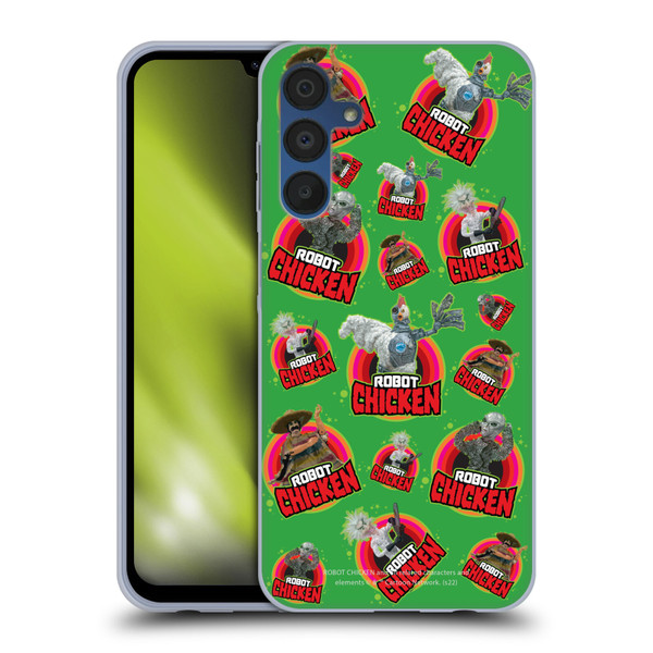 Robot Chicken Graphics Icons Soft Gel Case for Samsung Galaxy A15
