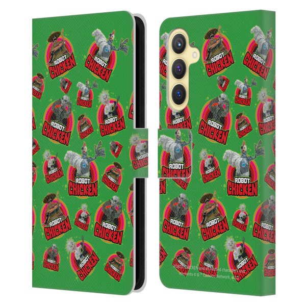 Robot Chicken Graphics Icons Leather Book Wallet Case Cover For Samsung Galaxy S23 FE 5G