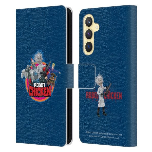 Robot Chicken Graphics Characters Leather Book Wallet Case Cover For Samsung Galaxy S23 FE 5G