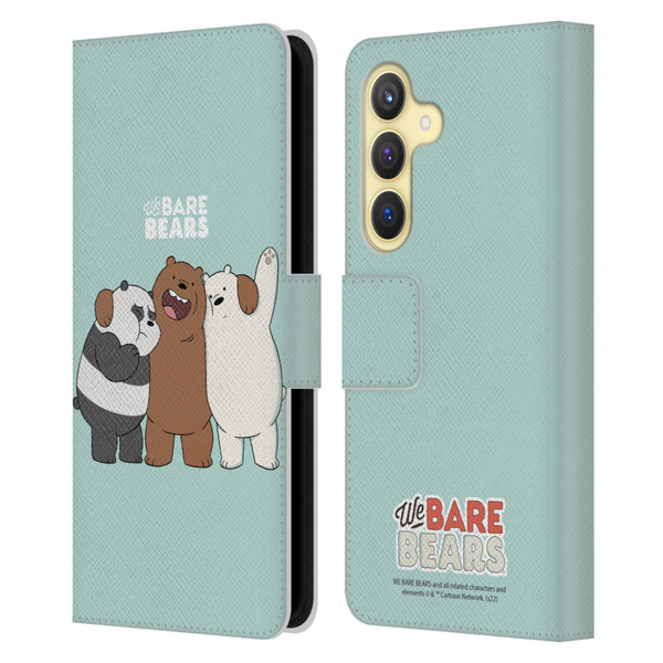 We Bare Bears Character Art Group 1 Leather Book Wallet Case Cover For Samsung Galaxy S24 5G