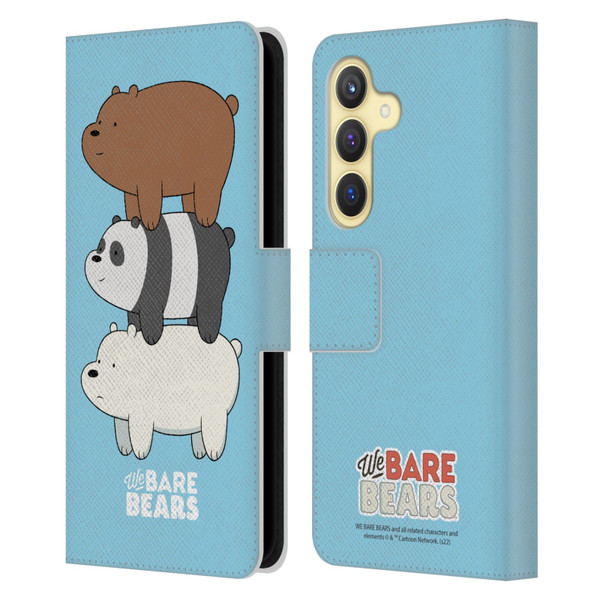 We Bare Bears Character Art Group 3 Leather Book Wallet Case Cover For Samsung Galaxy S24 5G