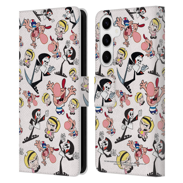 The Grim Adventures of Billy & Mandy Graphics Icons Leather Book Wallet Case Cover For Samsung Galaxy S24+ 5G