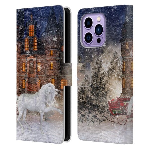 Simone Gatterwe Horses Christmas Time Leather Book Wallet Case Cover For Apple iPhone 14 Pro Max