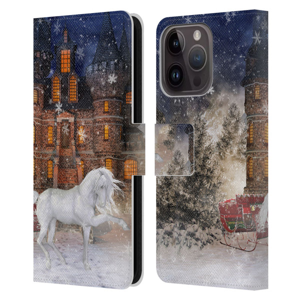 Simone Gatterwe Horses Christmas Time Leather Book Wallet Case Cover For Apple iPhone 15 Pro