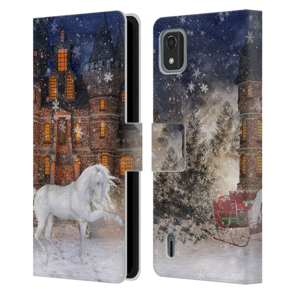 Simone Gatterwe Horses Christmas Time Leather Book Wallet Case Cover For Nokia C2 2nd Edition