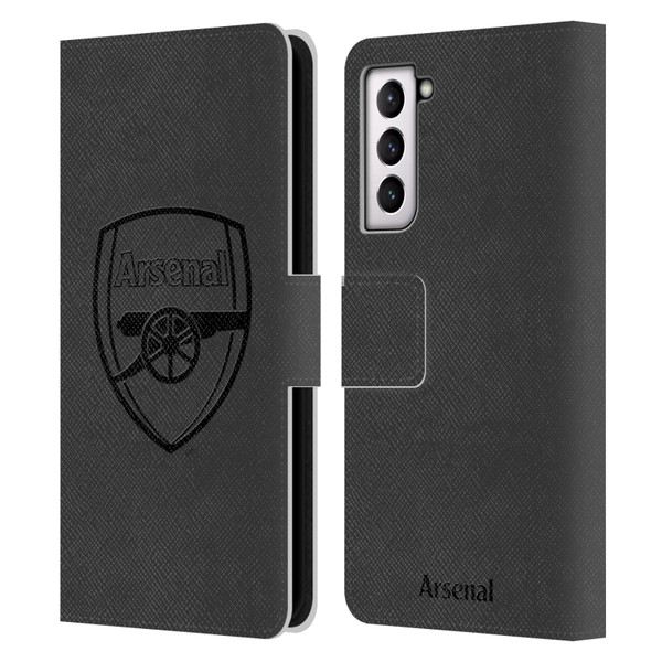 Arsenal FC Crest 2 Black Logo Leather Book Wallet Case Cover For Samsung Galaxy S21 5G