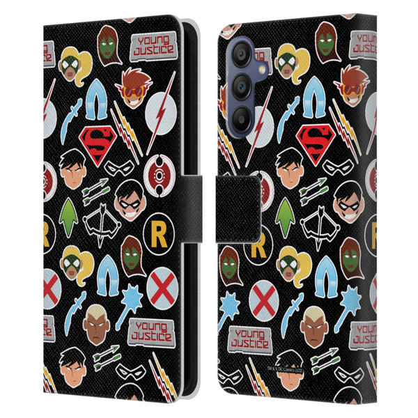 Young Justice Graphics Icons Leather Book Wallet Case Cover For Samsung Galaxy A15
