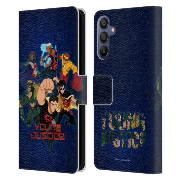 Young Justice Graphics Group Leather Book Wallet Case Cover For Samsung Galaxy A15