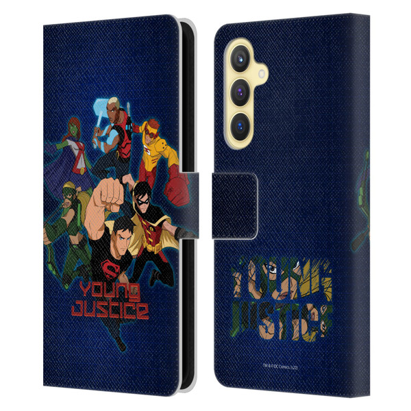 Young Justice Graphics Group Leather Book Wallet Case Cover For Samsung Galaxy S23 FE 5G