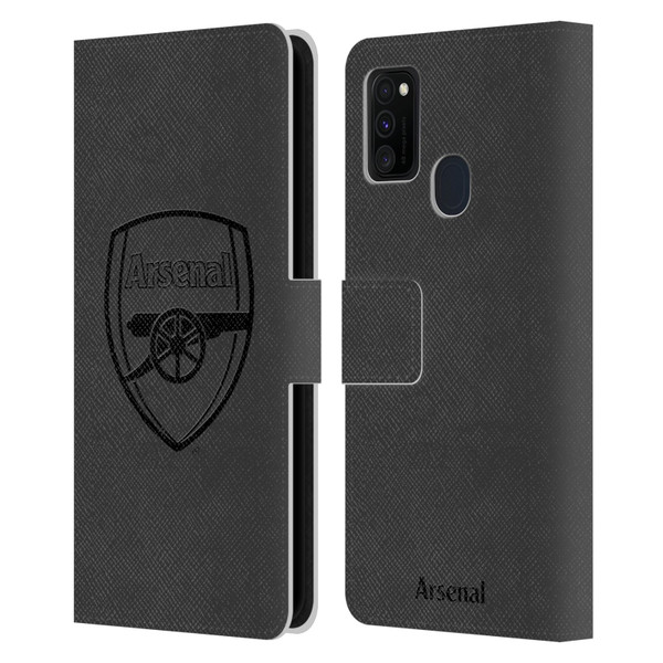 Arsenal FC Crest 2 Black Logo Leather Book Wallet Case Cover For Samsung Galaxy M30s (2019)/M21 (2020)