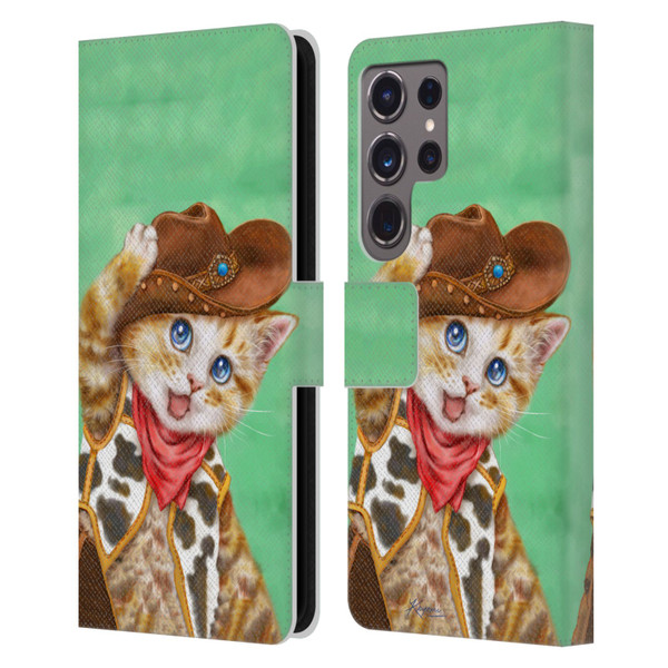 Kayomi Harai Animals And Fantasy Cowboy Kitten Leather Book Wallet Case Cover For Samsung Galaxy S24 Ultra 5G
