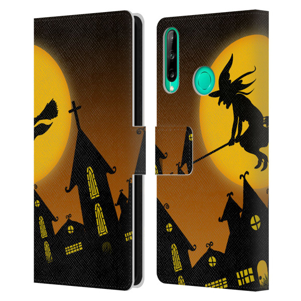 Simone Gatterwe Halloween Witch Leather Book Wallet Case Cover For Huawei P40 lite E