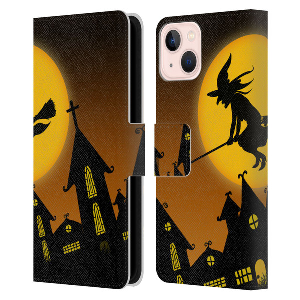 Simone Gatterwe Halloween Witch Leather Book Wallet Case Cover For Apple iPhone 13