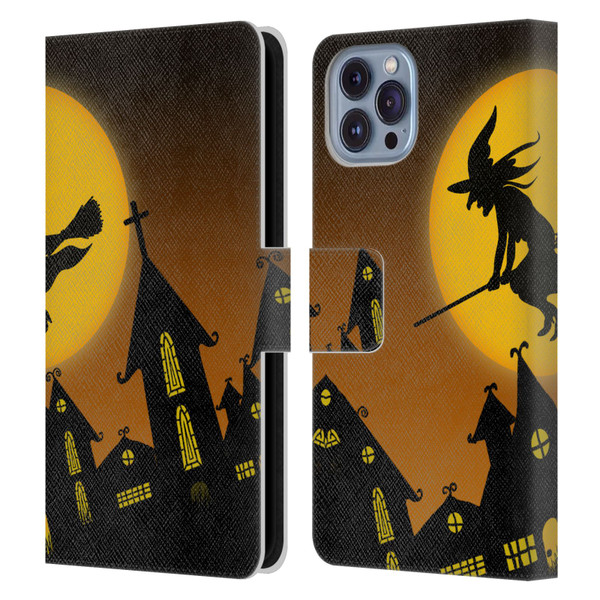 Simone Gatterwe Halloween Witch Leather Book Wallet Case Cover For Apple iPhone 14