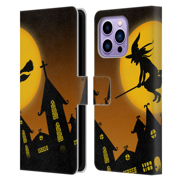 Simone Gatterwe Halloween Witch Leather Book Wallet Case Cover For Apple iPhone 14 Pro Max