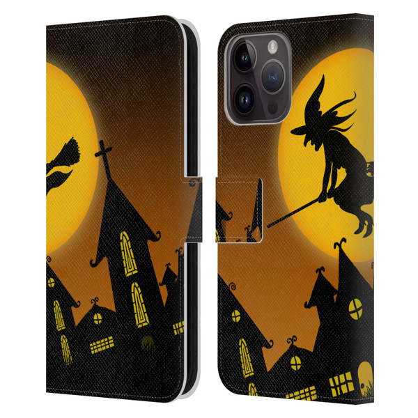 Simone Gatterwe Halloween Witch Leather Book Wallet Case Cover For Apple iPhone 15 Pro Max