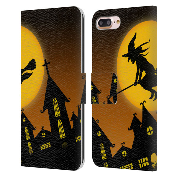 Simone Gatterwe Halloween Witch Leather Book Wallet Case Cover For Apple iPhone 7 Plus / iPhone 8 Plus