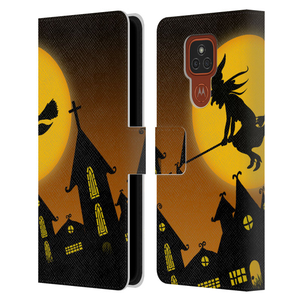 Simone Gatterwe Halloween Witch Leather Book Wallet Case Cover For Motorola Moto E7 Plus