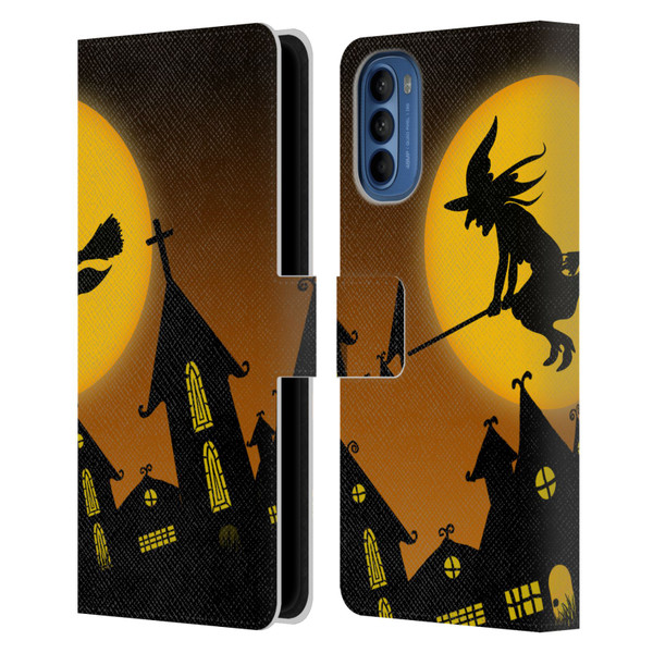 Simone Gatterwe Halloween Witch Leather Book Wallet Case Cover For Motorola Moto G41