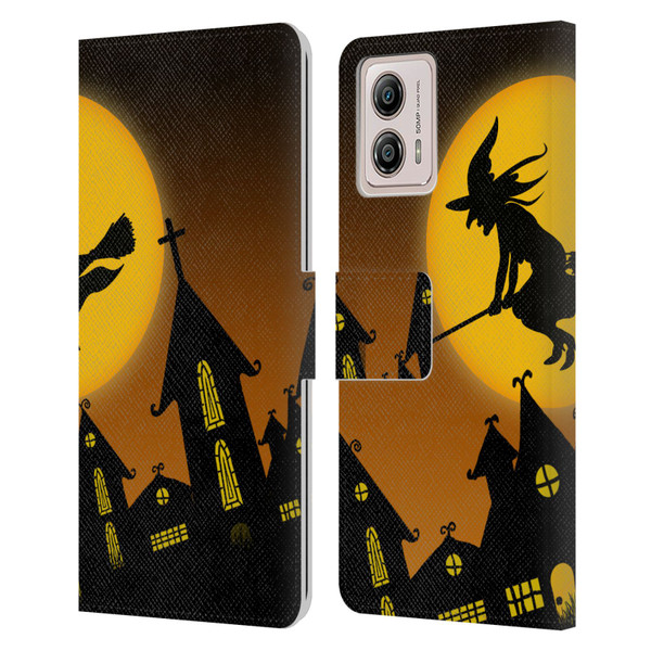 Simone Gatterwe Halloween Witch Leather Book Wallet Case Cover For Motorola Moto G53 5G