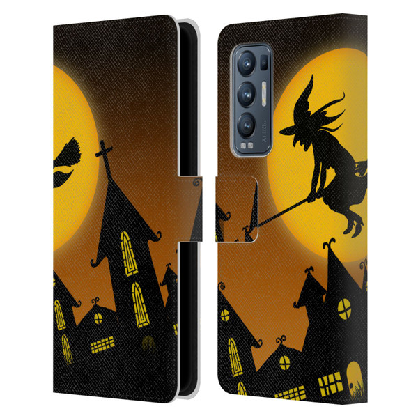 Simone Gatterwe Halloween Witch Leather Book Wallet Case Cover For OPPO Find X3 Neo / Reno5 Pro+ 5G