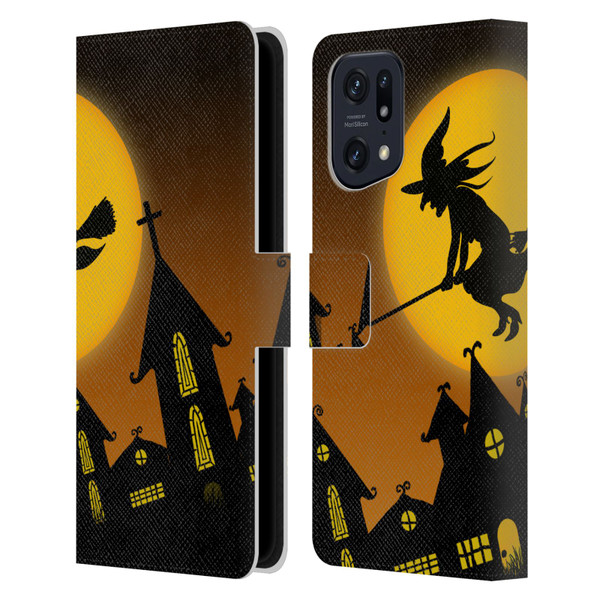 Simone Gatterwe Halloween Witch Leather Book Wallet Case Cover For OPPO Find X5