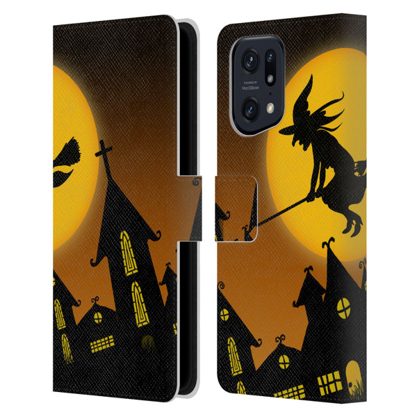 Simone Gatterwe Halloween Witch Leather Book Wallet Case Cover For OPPO Find X5 Pro