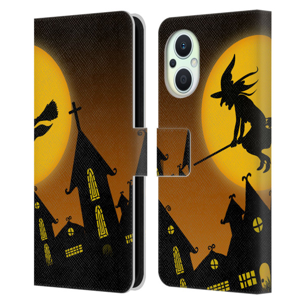 Simone Gatterwe Halloween Witch Leather Book Wallet Case Cover For OPPO Reno8 Lite
