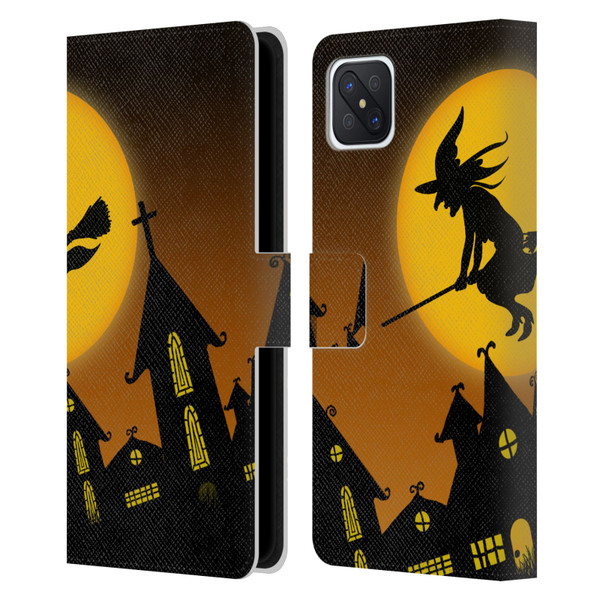 Simone Gatterwe Halloween Witch Leather Book Wallet Case Cover For OPPO Reno4 Z 5G
