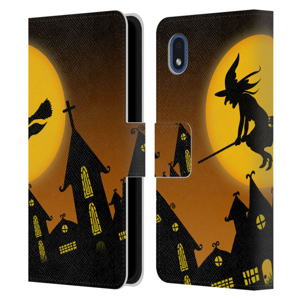 Simone Gatterwe Halloween Witch Leather Book Wallet Case Cover For Samsung Galaxy A01 Core (2020)
