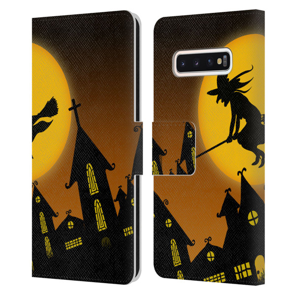 Simone Gatterwe Halloween Witch Leather Book Wallet Case Cover For Samsung Galaxy S10