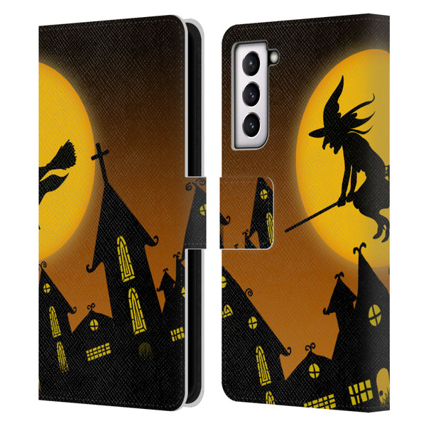 Simone Gatterwe Halloween Witch Leather Book Wallet Case Cover For Samsung Galaxy S21 5G