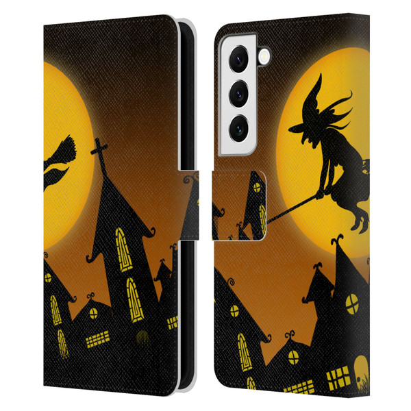 Simone Gatterwe Halloween Witch Leather Book Wallet Case Cover For Samsung Galaxy S22 5G