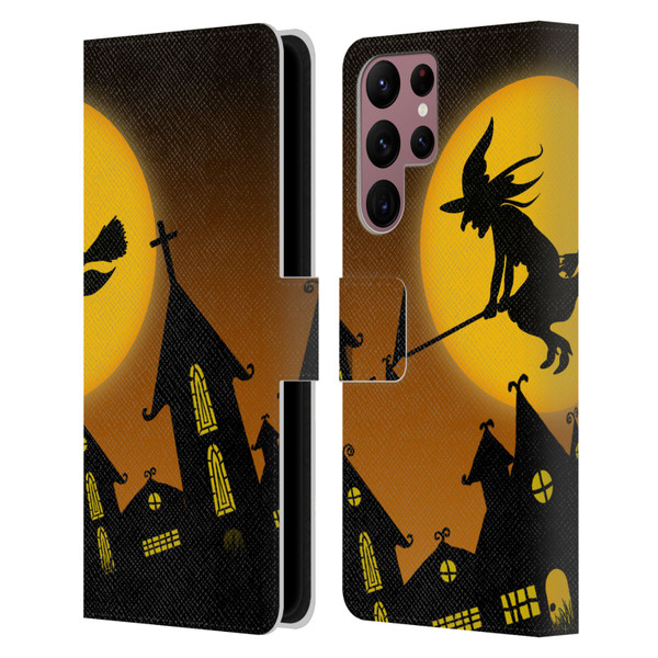 Simone Gatterwe Halloween Witch Leather Book Wallet Case Cover For Samsung Galaxy S22 Ultra 5G