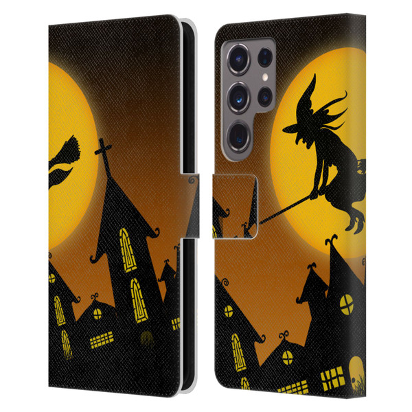 Simone Gatterwe Halloween Witch Leather Book Wallet Case Cover For Samsung Galaxy S24 Ultra 5G