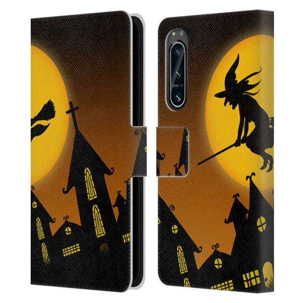 Simone Gatterwe Halloween Witch Leather Book Wallet Case Cover For Sony Xperia 5 IV