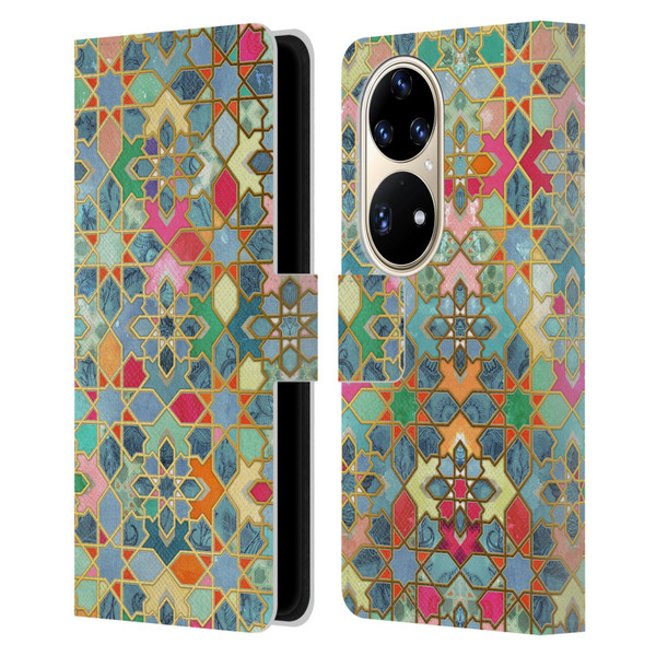 Micklyn Le Feuvre Moroccan Gilt and Glory Leather Book Wallet Case Cover For Huawei P50 Pro