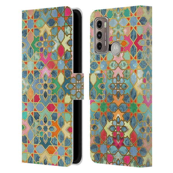 Micklyn Le Feuvre Moroccan Gilt and Glory Leather Book Wallet Case Cover For Motorola Moto G60 / Moto G40 Fusion