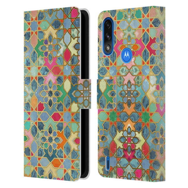 Micklyn Le Feuvre Moroccan Gilt and Glory Leather Book Wallet Case Cover For Motorola Moto E7 Power / Moto E7i Power