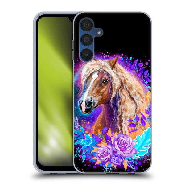 Sheena Pike Animals Purple Horse Spirit With Roses Soft Gel Case for Samsung Galaxy A15